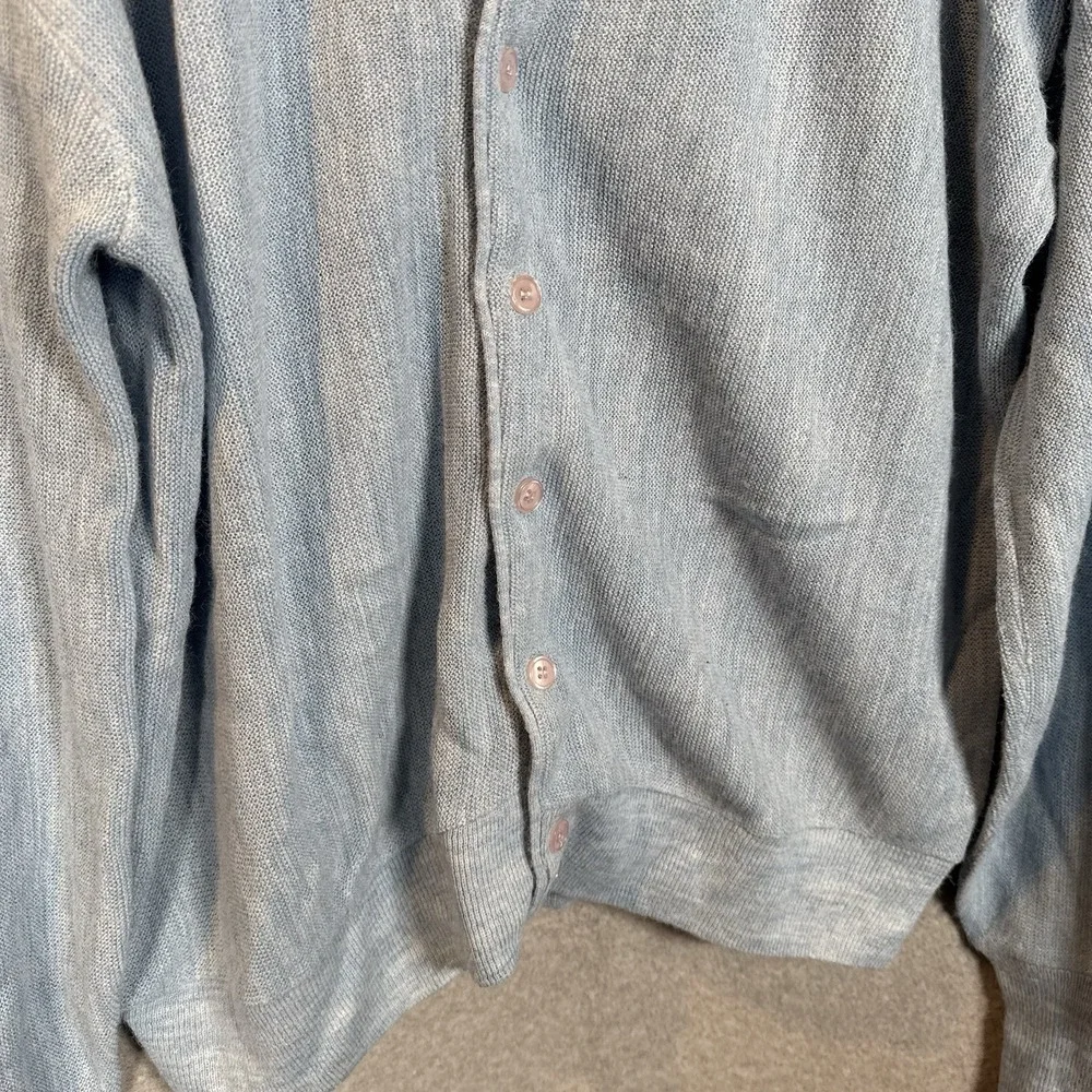 Vintage Jantzen Cardigan Size Large Mens Blue Knit Sweater Pure Wool Made In USA - Picture 6 of 11